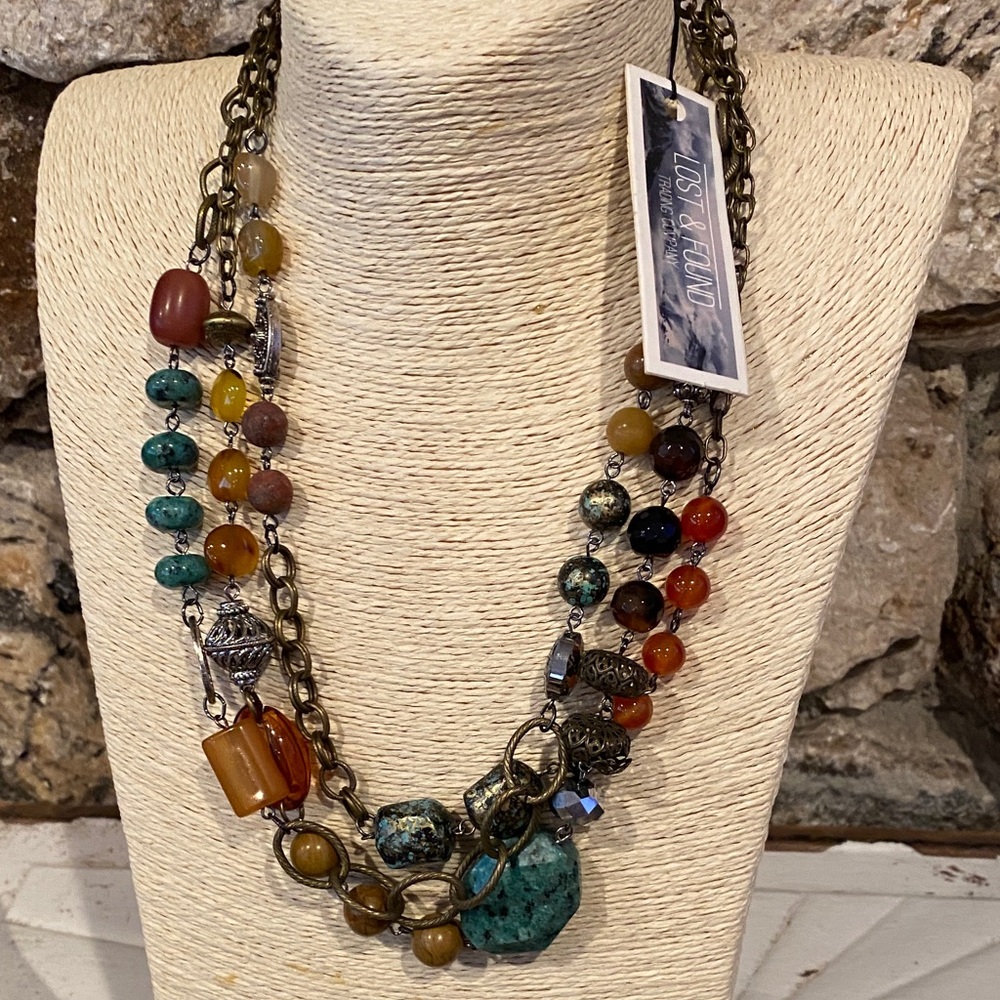 NWT Lost & Found Trading Company multi-strand beaded boho necklace